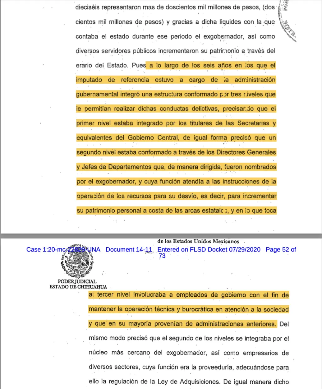 Documentos presentados para acreditar extradición de César Duarte